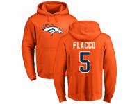 Men's Football Denver Broncos #5 Joe Flacco Orange Name & Number Logo Pullover Hoodie