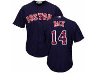 Men's Majestic Boston Red Sox #14 Jim Rice Navy Blue Team Logo Fashion Cool Base MLB Jersey