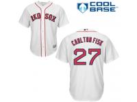 Men's Majestic Boston Red Sox #27 Carlton Fisk  White Home Cool Base MLB Jersey
