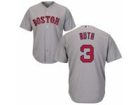 Men's Majestic Boston Red Sox #3 Babe Ruth Grey Road Cool Base MLB Jersey