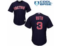 Men's Majestic Boston Red Sox #3 Babe Ruth Navy Blue Alternate Road Cool Base MLB Jersey