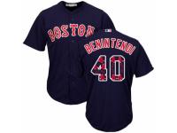 Men's Majestic Boston Red Sox #40 Andrew Benintendi Navy Blue Team Logo Fashion Cool Base MLB Jersey