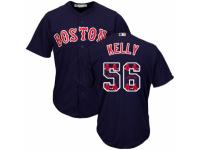 Men's Majestic Boston Red Sox #56 Joe Kelly Navy Blue Team Logo Fashion Cool Base MLB Jersey