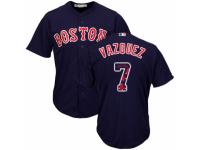 Men's Majestic Boston Red Sox #7 Christian Vazquez Navy Blue Team Logo Fashion Cool Base MLB Jersey
