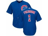 Men's Majestic Chicago Cubs #1 Kosuke Fukudome Royal Blue Team Logo Fashion Cool Base MLB Jersey