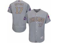 Men's Majestic Chicago Cubs #17 Kris Bryant Authentic Gray 2017 Gold Champion Flex Base MLB Jersey