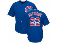Men's Majestic Chicago Cubs #22 Jason Heyward Royal Blue Team Logo Fashion Cool Base MLB Jersey