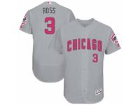 Men's Majestic Chicago Cubs #3 David Ross Grey Mother's Day Flexbase Authentic Collection MLB Jersey