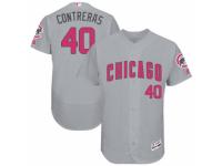 Men's Majestic Chicago Cubs #40 Willson Contreras Grey Mother's Day Flexbase Authentic Collection MLB Jersey