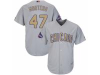 Men's Majestic Chicago Cubs #47 Miguel Montero Authentic Gray 2017 Gold Champion MLB Jersey