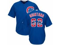 Men's Majestic Chicago Cubs #62 Jose Quintana Royal Blue Team Logo Fashion Cool Base MLB Jersey