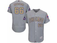 Men's Majestic Chicago Cubs #66 Munenori Kawasaki Authentic Gray 2017 Gold Champion Flex Base MLB Jersey