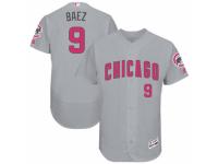 Men's Majestic Chicago Cubs #9 Javier Baez Grey Mother's Day Flexbase Authentic Collection MLB Jersey