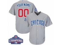 Men's Majestic Chicago Cubs Customized Grey Road 2016 World Series Champions Cool Base MLB Jersey