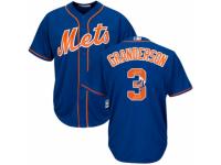 Men's Majestic New York Mets #3 Curtis Granderson Royal Blue Team Logo Fashion Cool Base MLB Jersey