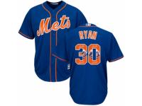 Men's Majestic New York Mets #30 Nolan Ryan Royal Blue Team Logo Fashion Cool Base MLB Jersey