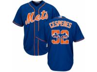 Men's Majestic New York Mets #52 Yoenis Cespedes Royal Blue Team Logo Fashion Cool Base MLB Jersey