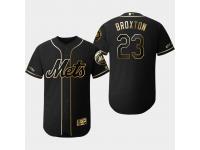 Men's Mets 2019 Black Golden Edition Keon Broxton Flex Base Stitched Jersey