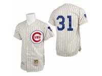 Men's Mitchell and Ness Chicago Cubs #31 Greg Maddux Cream 1969 Throwback MLB Jersey