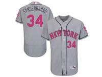 Men's New York Mets Noah Syndergaard Majestic Gray Road 2016 Mother's Day Flex Base Jersey