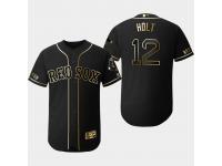 Men's Red Sox 2019 Black Golden Edition Brock Holt Flex Base Stitched Jersey