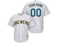 Milwaukee Brewers Majestic Cool Base Custom Jersey - White Royal