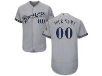 Milwaukee Brewers Majestic Flexbase Authentic Collection Custom Jersey - Gray