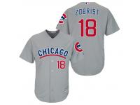 MLB Chicago Cubs #18 Ben Zobrist Men Fashion Cool Base Grey Jerseys