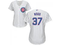 MLB Chicago Cubs #37 Travis Wood Women White Cool Base Jersey