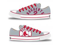 MLB Men/Women Boston Red Sox #2 Xander Bogaerts Gray Hand Painted Unisex Low-Top Canvas Shoes