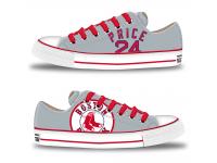 MLB Men/Women Boston Red Sox #24 David Price Gray Hand Painted Unisex Low-Top Canvas Shoes
