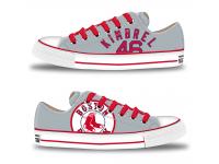 MLB Men/Women Boston Red Sox #46 Craig Kimbrel Gray Hand Painted Unisex Low-Top Canvas Shoes