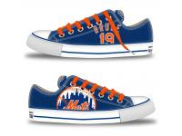 MLB Men/Women New York Mets #19 Jay Bruce Royal Hand Painted Unisex Low-Top Canvas Shoes