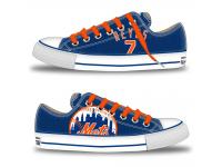 MLB Men/Women New York Mets #7 Jose Reyes Royal Hand Painted Unisex Low-Top Canvas Shoes