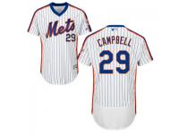 MLB New York Mets #29 Eric Campbell Men White-Royal Authentic Flexbase Collection Jersey