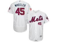 MLB New York Mets #45 Zack Wheeler Men Majestic White Fashion Stars & Stripes 2016 Independence Day Flex Base Jersey