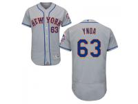 MLB New York Mets #63 Gabriel Ynoa Men Grey Authentic Flexbase Collection Jersey