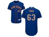 MLB New York Mets #63 Gabriel Ynoa Men Royal-Grey Authentic Flexbase Collection Jersey