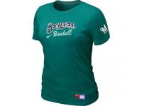 MLB Women Milwaukee Brewers Nike Practice T-Shirt - Auqe Green