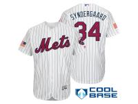 New York Mets #34 Noah Syndergaard White Stars & Stripes 2016 Independence Day Cool Base Jersey