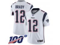 Patriots #12 Tom Brady White Men's Stitched Football 100th Season Vapor Limited Jersey