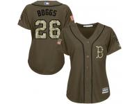 Red Sox #26 Wade Boggs Green Salute to Service Women Stitched Baseball Jersey