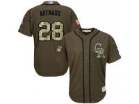 Rockies #28 Nolan Arenado Green Salute to Service Stitched Baseball Jersey