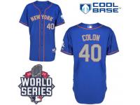 Royal Blue Bartolo Colon Men #40 Majestic MLB New York Mets 2015 World Series Cool Base Alternate Road Jersey