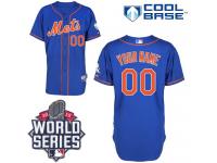 Royal Blue Customized Youth Majestic MLB New York Mets 2015 World Series Cool Base Alternate Home Jersey