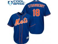 Royal Blue  Darryl Strawberry Men's Jersey #18 Cool Base MLB New York Mets Majestic Alternate Home