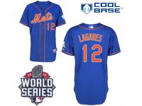 Royal Blue Juan Lagares Men #12 Majestic MLB New York Mets 2015 World Series Cool Base Alternate Home Jersey