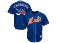 Royal Blue Noah Syndergaard Men #34 Majestic MLB New York Mets USA Flag Fashion Jersey