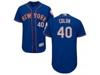 Royal-Gray Bartolo Colon Men #40 Majestic MLB New York Mets Flexbase Collection Jersey