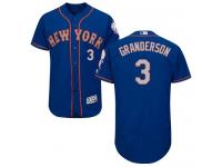 Royal-Gray Curtis Granderson Men #3 Majestic MLB New York Mets Flexbase Collection Jersey